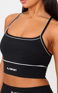 PrettyLittleThing Workout Tops*PLT SPORT Sculpt Square Neck Strappy Back Contrast Binding Crop Top