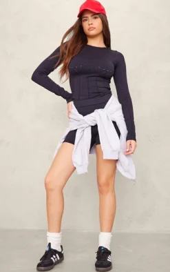 PrettyLittleThing Workout Tops*PLT SPORT Seamless Laser Cut Long Gym Top