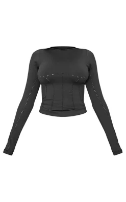 PrettyLittleThing Workout Tops*PLT SPORT Seamless Laser Cut Long Gym Top