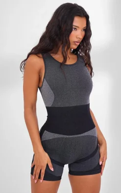 PrettyLittleThing Seamless Gym Wear*PLT SPORT Seamless Open Back Jacquard Unitard
