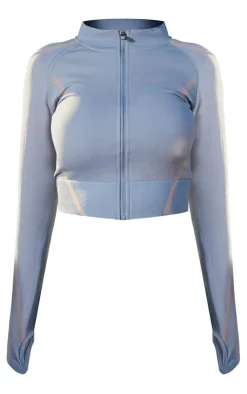 PrettyLittleThing Athletic Jackets*PLT SPORT Seamless Contrast Jacquard Cropped Sports Jacket