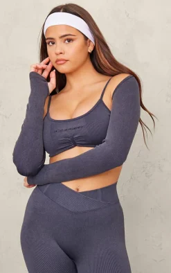 PrettyLittleThing Workout Tops*PLT SPORT Acid Wash Seamless Rib Yoga Shrug
