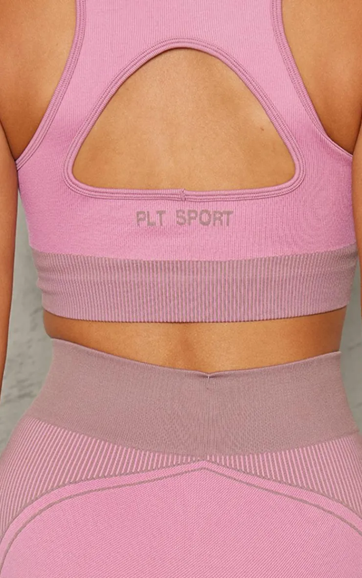 PrettyLittleThing Sports Bras*PLT SPORT Jacquard Seamless Open Back Racer Neck Top