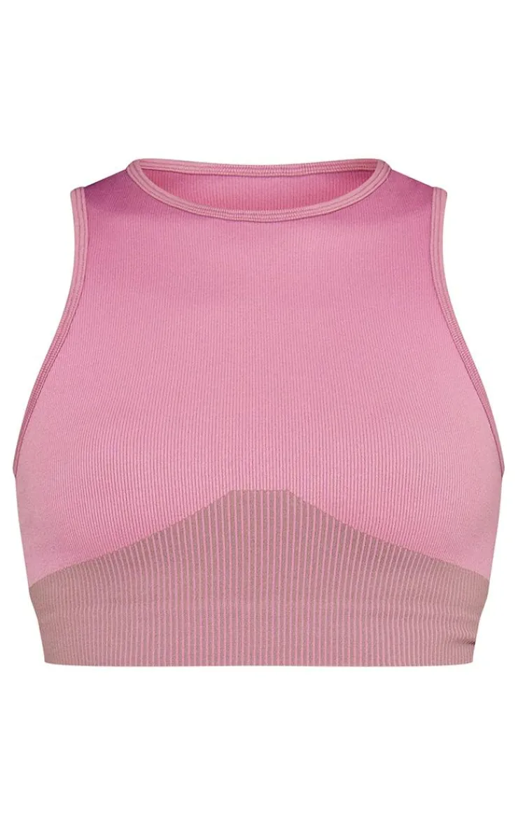 PrettyLittleThing Sports Bras*PLT SPORT Jacquard Seamless Open Back Racer Neck Top