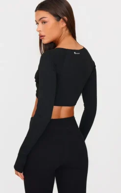 PrettyLittleThing Workout Tops*PLT SPORT Sculpt Crossover Long Sleeve Gym Crop Top
