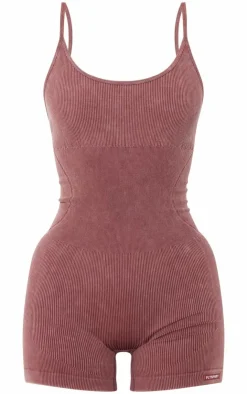 PrettyLittleThing Gym Wear*PLT SPORT Acid Wash Seamless Rib Mini Gym Unitard