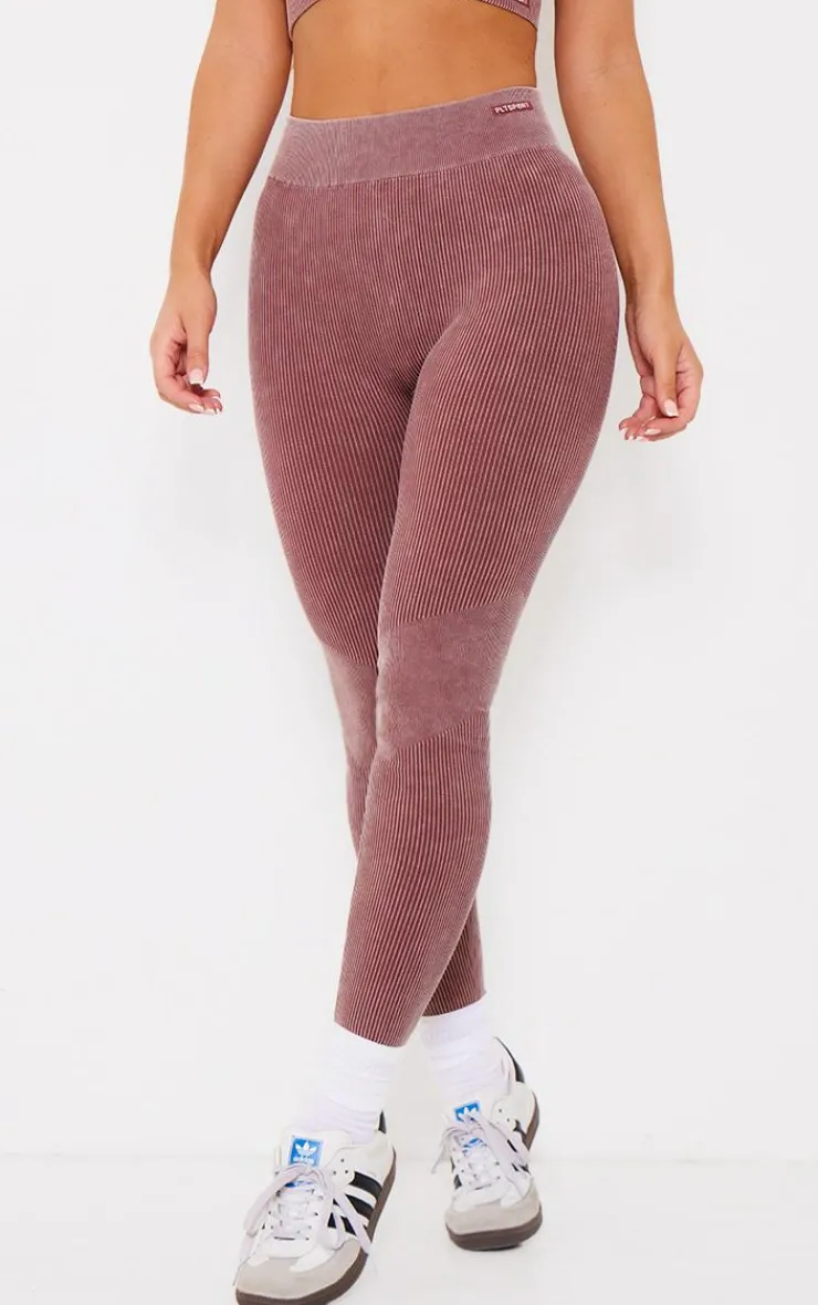 PrettyLittleThing Seamless Gym Wear*PLT SPORT Acid Wash Seamless Rib High Waist Gym Leggings