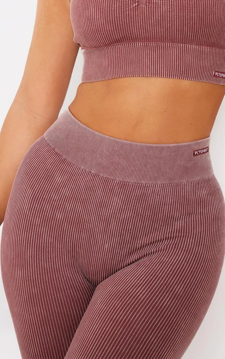 PrettyLittleThing Seamless Gym Wear*PLT SPORT Acid Wash Seamless Rib High Waist Gym Leggings