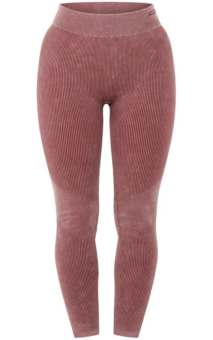 PrettyLittleThing Seamless Gym Wear*PLT SPORT Acid Wash Seamless Rib High Waist Gym Leggings