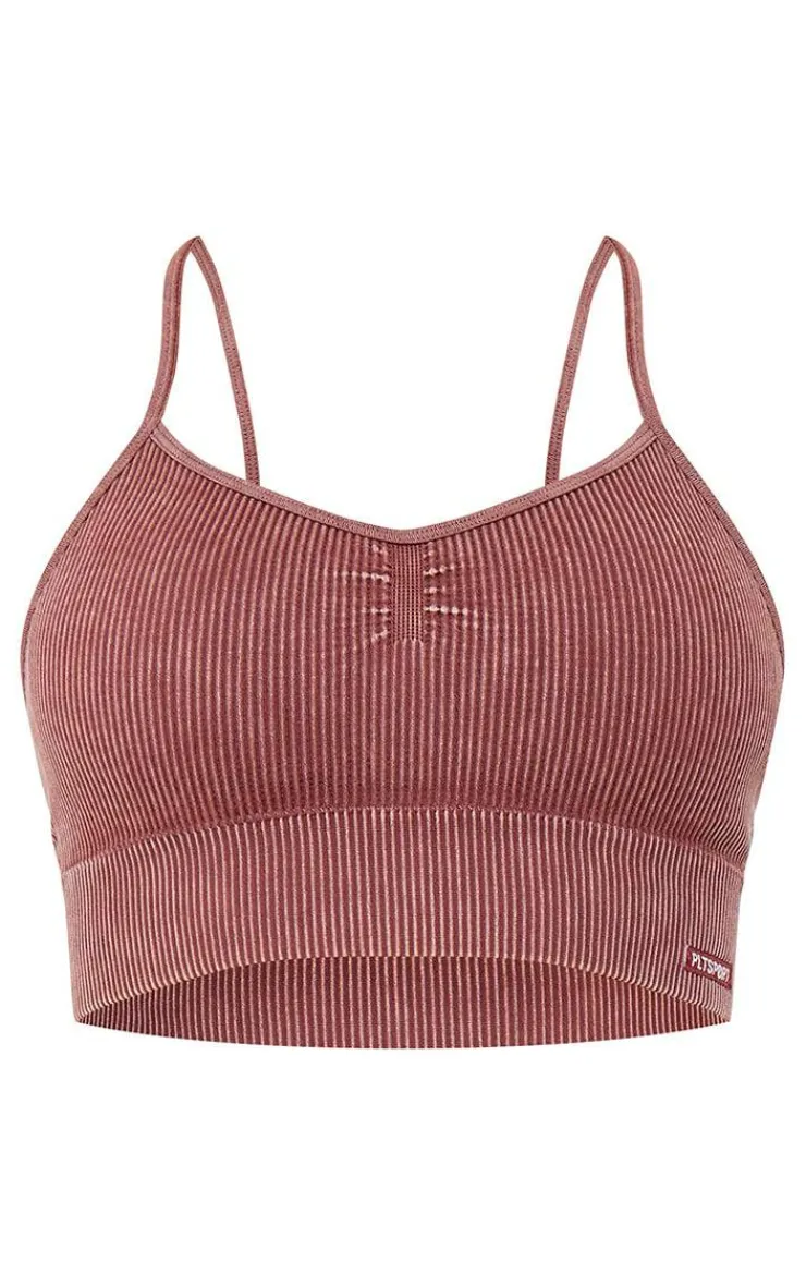 PrettyLittleThing Sports Bras*PLT SPORT Acid Wash Seamless Rib Longline Cage Back Sports Bra