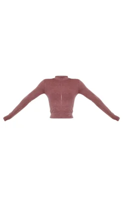PrettyLittleThing Athletic Jackets*PLT SPORT Acid Wash Seamless Rib Zip Up Cropped Sports Jacket