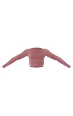 PrettyLittleThing Seamless Gym Wear*PLT SPORT Acid Wash Seamless Rib Long Sleeve Sports Top