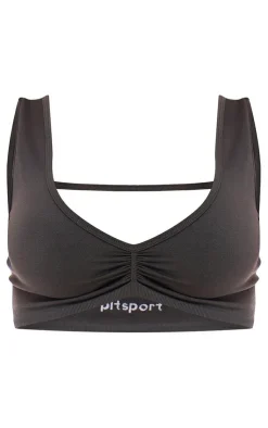 PrettyLittleThing Sports Bras*PLT SPORT Deep Seamless Ruched Front Open Back Plunge Sports Bra