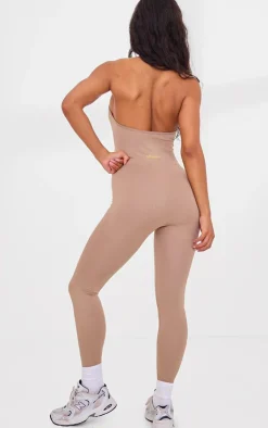 PrettyLittleThing Seamless Gym Wear*PLT SPORT Seamless Ruched Side Halterneck Unitard