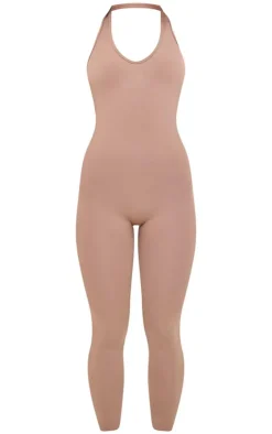 PrettyLittleThing Seamless Gym Wear*PLT SPORT Seamless Ruched Side Halterneck Unitard