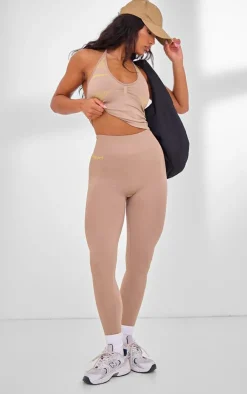 PrettyLittleThing Seamless Gym Wear*PLT SPORT Seamless Contrast Branding High Waist Leggings