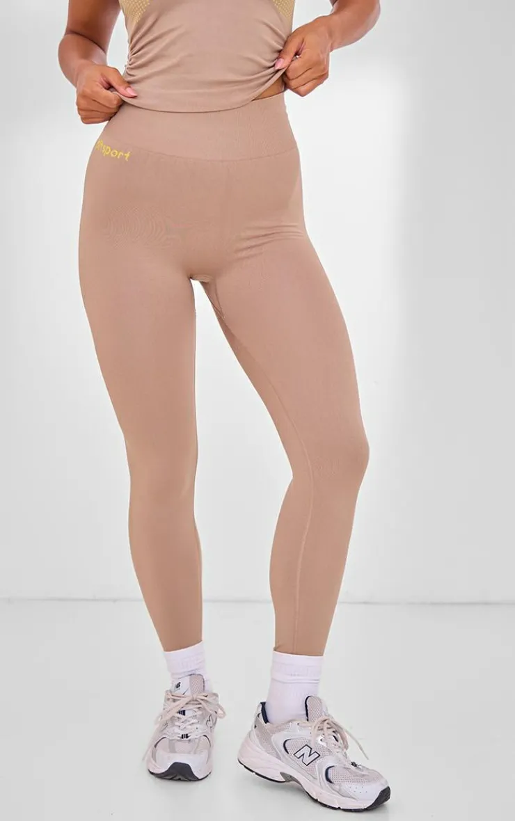 PrettyLittleThing Seamless Gym Wear*PLT SPORT Seamless Contrast Branding High Waist Leggings