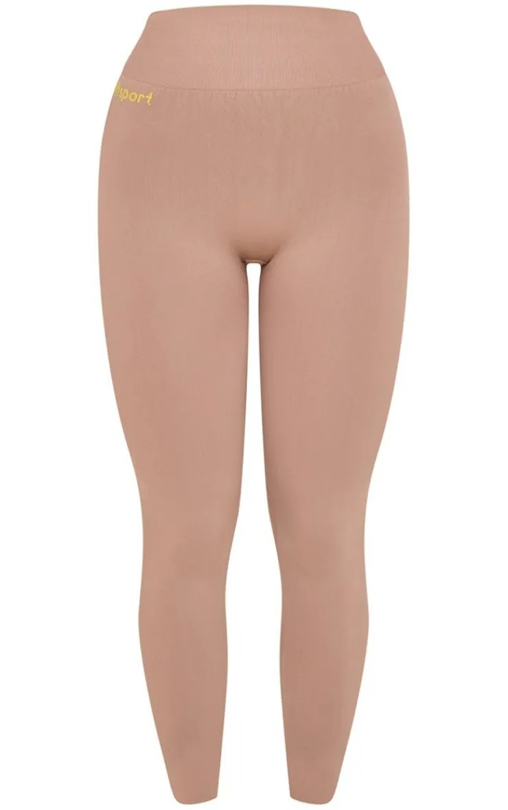 PrettyLittleThing Seamless Gym Wear*PLT SPORT Seamless Contrast Branding High Waist Leggings