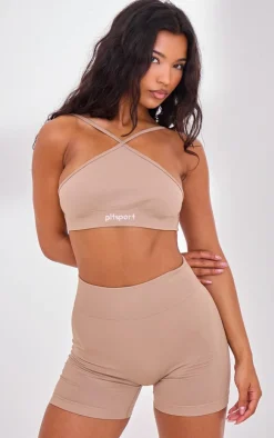 PrettyLittleThing Sports Bras*PLT SPORT Seamless Halterneck Open Back Sports Bra