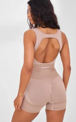 PrettyLittleThing Seamless Gym Wear*PLT SPORT Seamless Open Back Jacquard Unitard