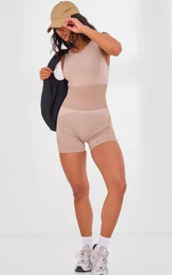PrettyLittleThing Seamless Gym Wear*PLT SPORT Seamless Open Back Jacquard Unitard