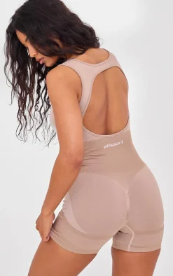 PrettyLittleThing Seamless Gym Wear*PLT SPORT Seamless Open Back Jacquard Unitard