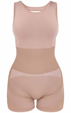 PrettyLittleThing Seamless Gym Wear*PLT SPORT Seamless Open Back Jacquard Unitard