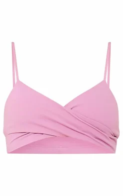 PrettyLittleThing Sports Bras*PLT SPORT Mauve Sculpt Wrap Over Sports Bra