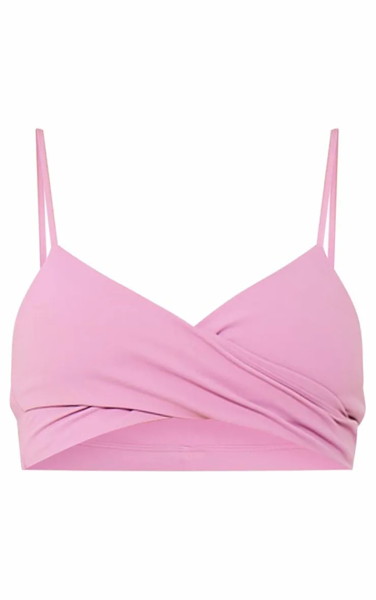 PrettyLittleThing Sports Bras*PLT SPORT Mauve Sculpt Wrap Over Sports Bra