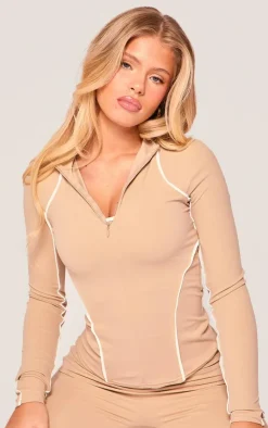 PrettyLittleThing Athletic Jackets*PLT SPORT Sculpt Contrast Seam Gym Jacket