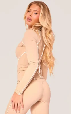PrettyLittleThing Athletic Jackets*PLT SPORT Sculpt Contrast Seam Gym Jacket