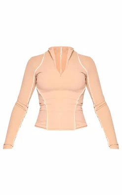 PrettyLittleThing Athletic Jackets*PLT SPORT Sculpt Contrast Seam Gym Jacket