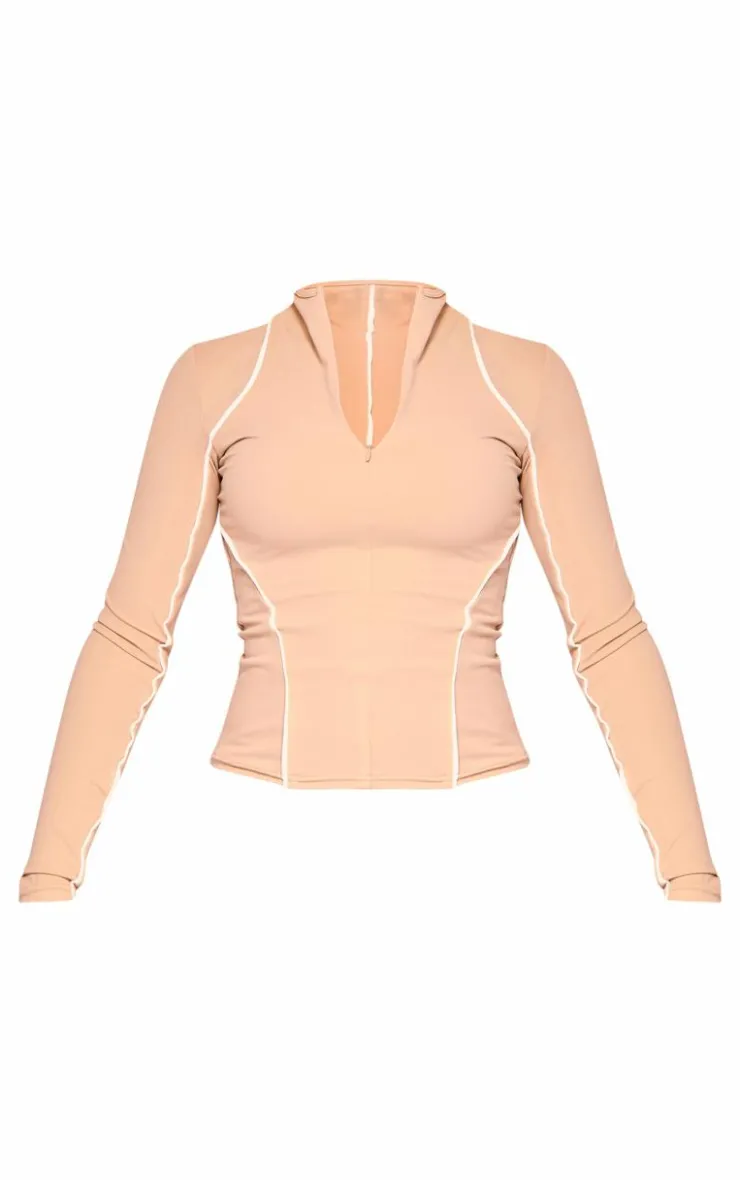 PrettyLittleThing Athletic Jackets*PLT SPORT Sculpt Contrast Seam Gym Jacket