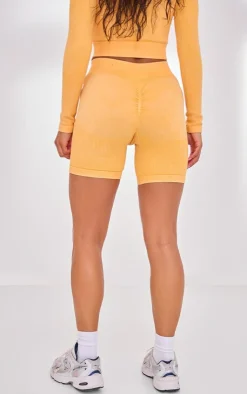 PrettyLittleThing Gym Shorts*PLT SPORT Acid Wash Seamless Rib Ruched Bum Booty Shorts