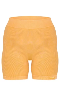 PrettyLittleThing Gym Shorts*PLT SPORT Acid Wash Seamless Rib Ruched Bum Booty Shorts