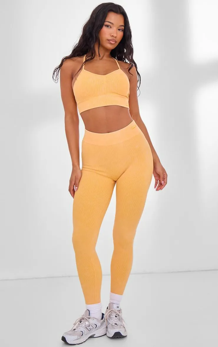 PrettyLittleThing Seamless Gym Wear*PLT SPORT Acid Wash Seamless Rib High Waist Gym Leggings
