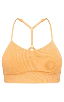 PrettyLittleThing Sports Bras*PLT SPORT Acid Wash Seamless Rib Longline Cage Back Sports Bra