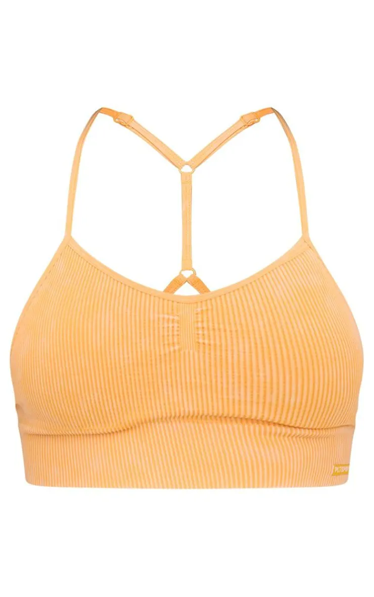 PrettyLittleThing Sports Bras*PLT SPORT Acid Wash Seamless Rib Longline Cage Back Sports Bra