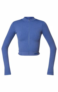 PrettyLittleThing Athletic Jackets*PLT SPORT Acid Wash Seamless Zip Up Cropped Sports Jacket