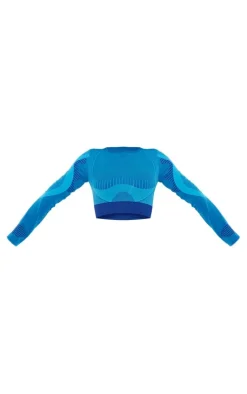 PrettyLittleThing Workout Tops*PLT SPORT Tonal Seamless Cut Out Back Long Sleeve Top