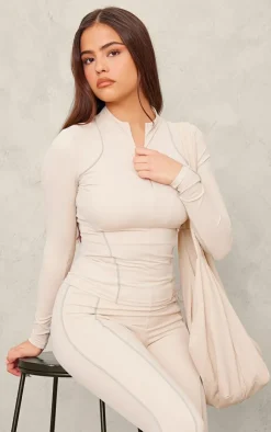 PrettyLittleThing Athletic Jackets*PLT SPORT Sculpt Contrast Seam Gym Jacket