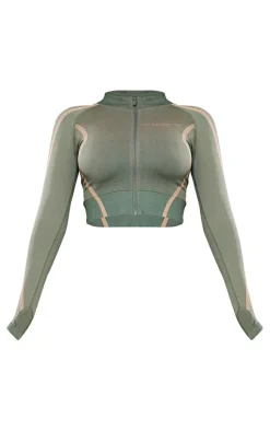 PrettyLittleThing Athletic Jackets*PLT SPORT Seamless Contrast Jacquard Cropped Sports Jacket