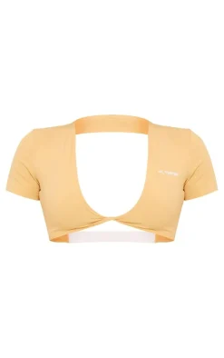 PrettyLittleThing Workout Tops*PLT SPORT Sculpt Twist Front Contrast Detail Open Back Crop Top