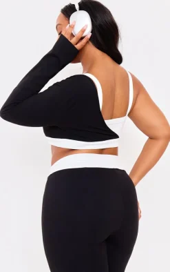 PrettyLittleThing Workout Tops*PLT SPORT Plus Sculpt Contrast Square Neck One Sleeve Crop Top