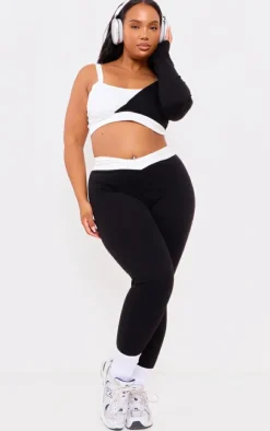 PrettyLittleThing Workout Tops*PLT SPORT Plus Sculpt Contrast Square Neck One Sleeve Crop Top
