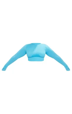 PrettyLittleThing Workout Tops*PLT SPORT Plus Seamless Contrast Detail Long Sleeve Crop Top