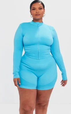 PrettyLittleThing Athletic Jackets*PLT SPORT Plus Seamless Bust Panel Detail Zip Up Jacket