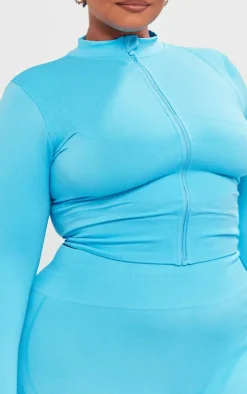 PrettyLittleThing Athletic Jackets*PLT SPORT Plus Seamless Bust Panel Detail Zip Up Jacket