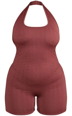 PrettyLittleThing Seamless Gym Wear*PLT SPORT Plus Textured Seamless Halterneck Unitard