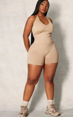 PrettyLittleThing Gym Shorts*PLT SPORT Plus Seamless Contrast Branding Booty Shorts
